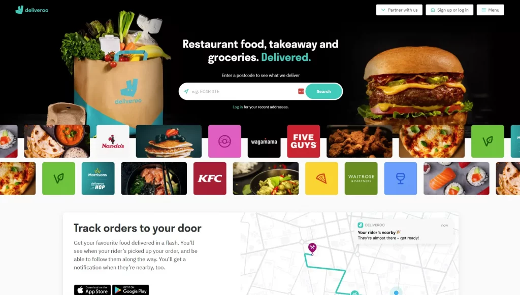 Deliveroo food delivery app