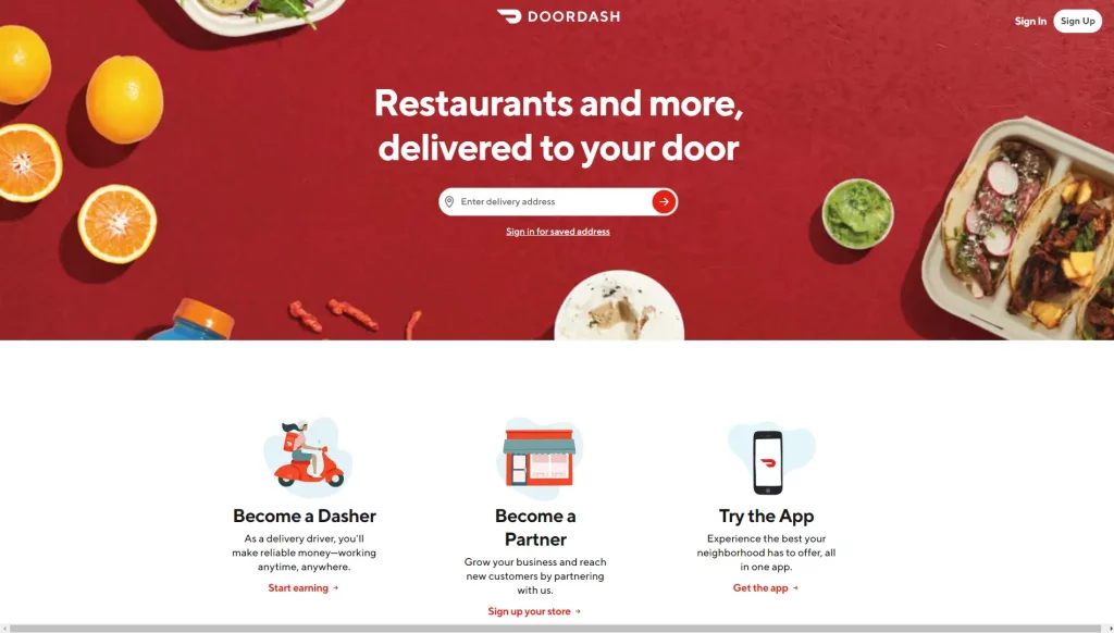 Door dash Food delivery apps