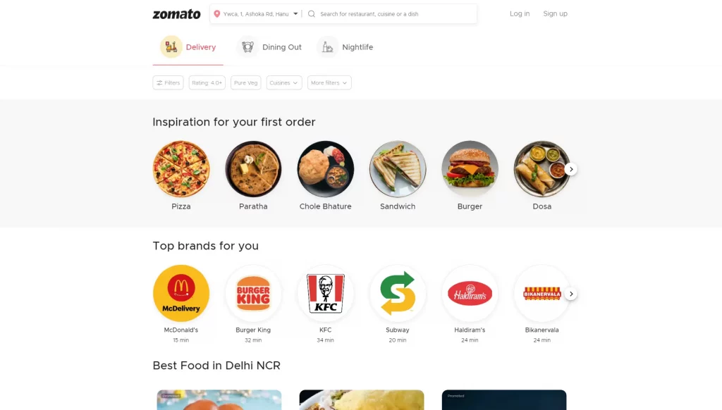 Zomato online food delivery app