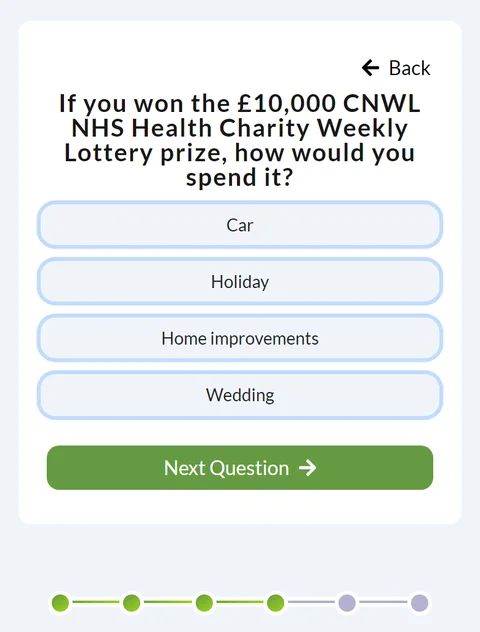 A later question, with the progress dots filled in