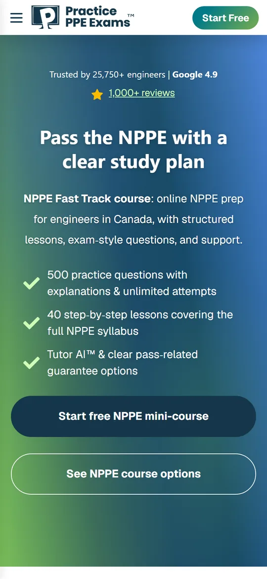 The NPPE course page on a phone: Pass the NPPE with a clear study plan