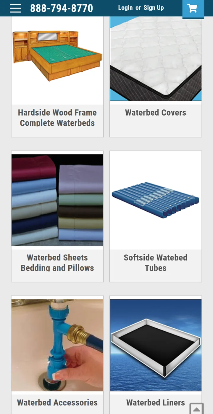 The home page scrolled: the top categories as picture tiles