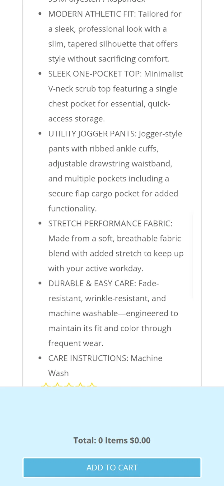 The product description and the add to cart button